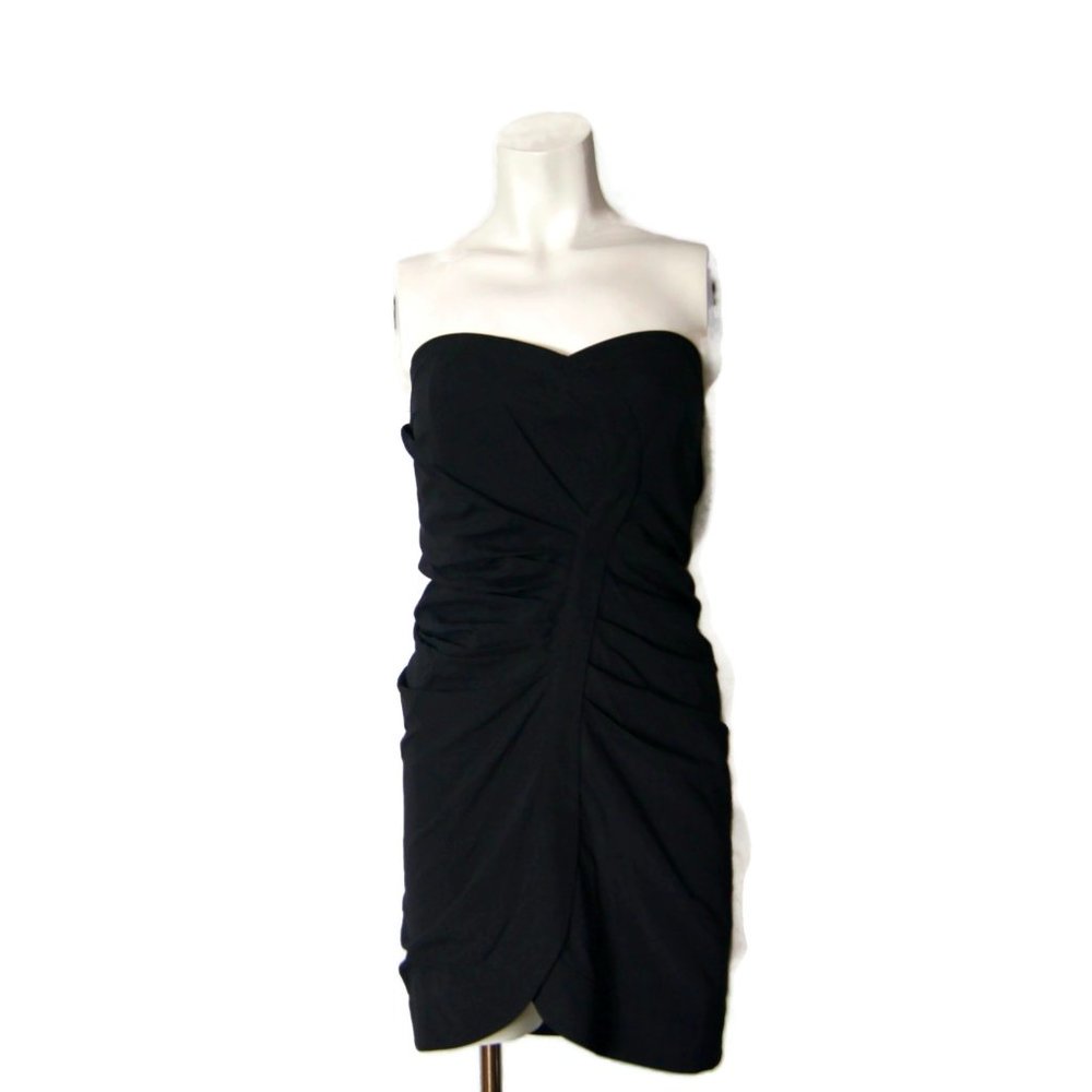 Alice + Olivia Ruched Sweetheart Strapless Black Dress